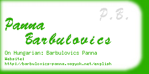 panna barbulovics business card